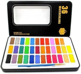Keep Smiling 36 Solid Watercolor Set In Tin Box - Maha fashions -  Stationery