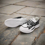 White/Blk Men's Trendy Lace-up  Chunky Sneakers - Maha fashions -  Men Footwear