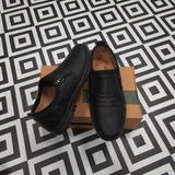 Premium Black Leather Casual Shoes - Maha fashions -  Men Footwear