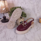 Maroon Patent Platform Sandals - Maha fashions -  Women Clothing