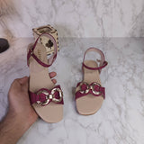 Maroon Buckle Sandals - Maha fashions -  Women Footwear