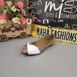 Khaki White Contrast Pumps - Maha fashions -  Women Footwear