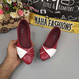Maroon White Contrast Pumps - Maha fashions -  Women Footwear
