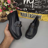 Black Platform Loafers for Women - Maha fashions -  Women Footwear