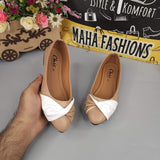 Brown White Contrast Pumps - Maha fashions -  Women Footwear