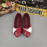 Maroon White Contrast Pumps - Maha fashions -  Women Footwear