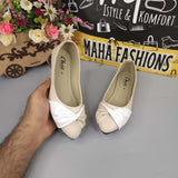 Beige White Contrast Pumps - Maha fashions -  Women Footwear