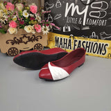 Maroon White Contrast Pumps - Maha fashions -  Women Footwear