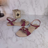 Maroon Buckle Sandals - Maha fashions -  Women Footwear