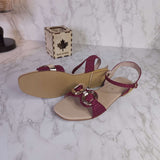 Maroon Buckle Sandals - Maha fashions -  Women Footwear
