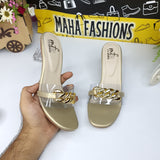 Chain Slipper With Transparent Heels - Maha fashions -  